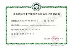 湖南省清洁生产审核咨询服务单位备案证书